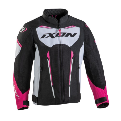 ECHIPAMENTE - Geacă moto Ixon Striker AIR KID, copii, racing/roadster, vară - negru/alb/fuchsia (roz)