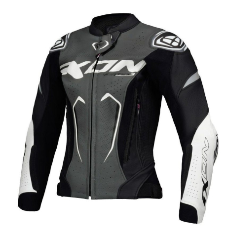 ECHIPAMENTE - Geacă moto Ixon Vortex 3 LS, femei, piele, racing, vară - negru/antracit/alb