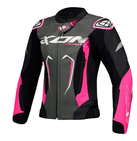 ECHIPAMENTE - Geacă moto Ixon Vortex 3 LS, femei, piele, racing, vară - negru/roz/alb