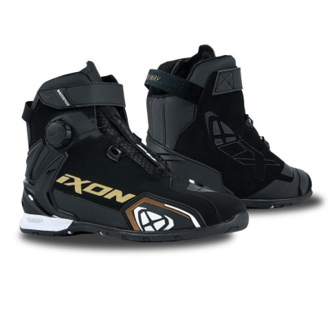ÎNCĂLȚĂMINTE - Ghete moto Ixon Bull 2 WP LS, femei, roadster, all-season - negru/alb/auriu impermeabile