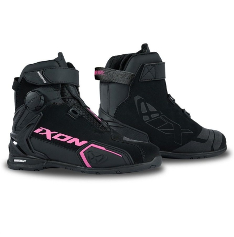 ÎNCĂLȚĂMINTE - Ghete moto Ixon Bull 2 WP LS, femei, roadster, all-season - negru/fuchsia (roz) impermeabile