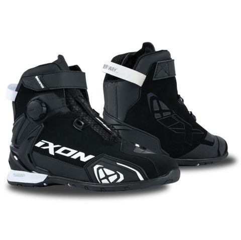 ÎNCĂLȚĂMINTE - Ghete moto Ixon Bull 2 WP MS, bărbați, roadster, all-season - negru/alb impermeabile