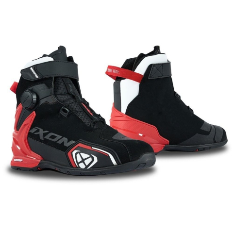 ÎNCĂLȚĂMINTE - Ghete moto Ixon Bull 2 WP MS, bărbați, roadster, all-season - negru/alb/roșu impermeabile