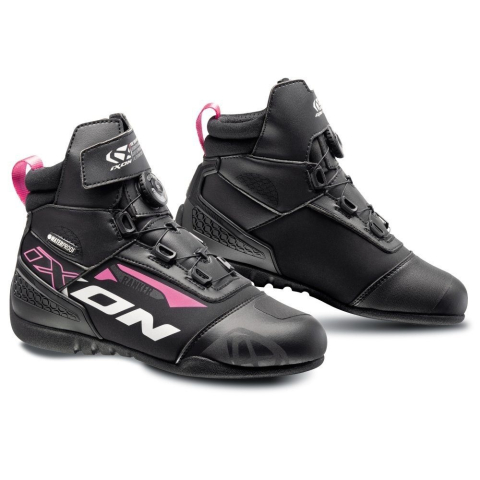 ÎNCĂLȚĂMINTE - Ghete moto Ixon Ranker WP LS, femei, roadster, all-season - negru/alb/fuchsia (roz) impermeabile