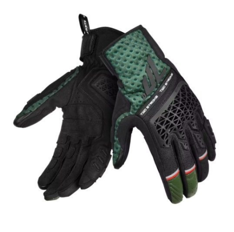 MOTO BĂRBAȚI - Mănuși moto bărbați Naked/Adventure vară Seventy Degrees SD-N60 Two Stroke negru/verde/roșu - degete tactile