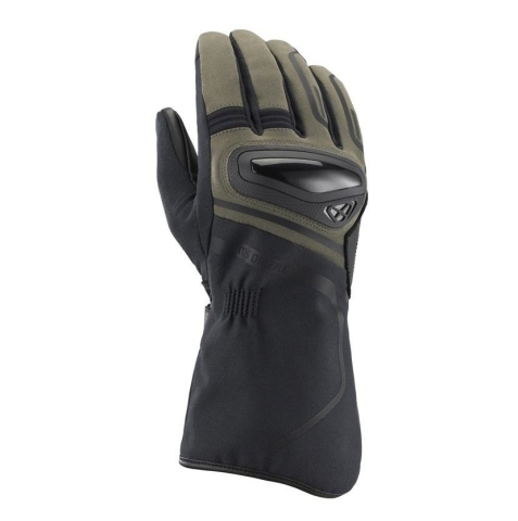 MOTO BĂRBAȚI - Mănuși moto Ixon Drizzle MS, bărbați, textil/piele, touring/adventure - khaki/negru; degete tactile (mănuși lungi)