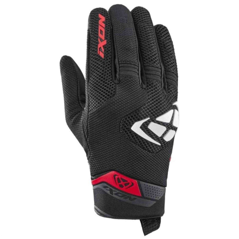 MOTO BĂRBAȚI - Mănuși moto Ixon MIG 2 Air Flow MS, bărbați, textil/piele, roadster, vară - negru/alb/roșu; degete tactile