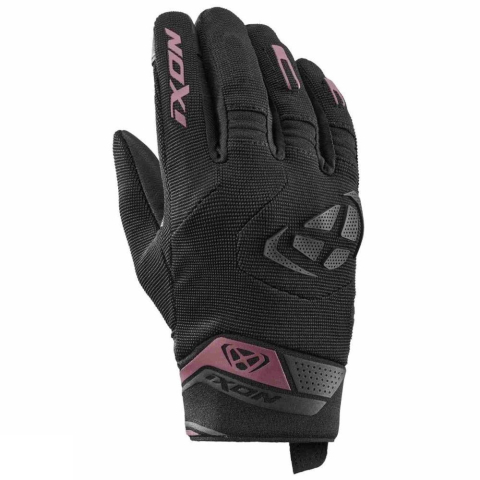 MOTO BĂRBAȚI - Mănuși moto Ixon MIG 2 LS, femei, textil/piele, roadster, vară - negru/burgundy (visiniu); degete tactile