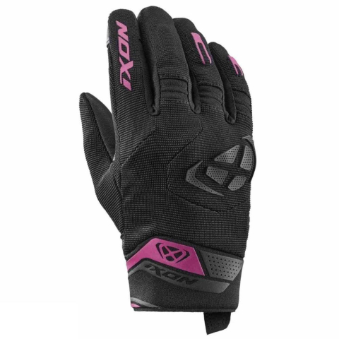 MOTO BĂRBAȚI - Mănuși moto Ixon MIG 2 LS, femei, textil/piele, roadster, vară - negru/fuchsia (roz); degete tactile