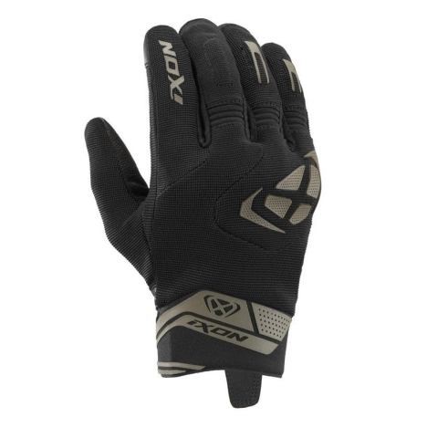 MOTO BĂRBAȚI - Mănuși moto Ixon MIG 2 MS, bărbați, textil/piele, roadster, vară - negru/khaki; degete tactile