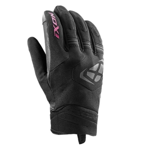 MOTO BĂRBAȚI - Mănuși moto Ixon MIG 2 WP LS, femei, textil/piele, roadster - negru/fuchsia (roz); degete tactile; impermeabile