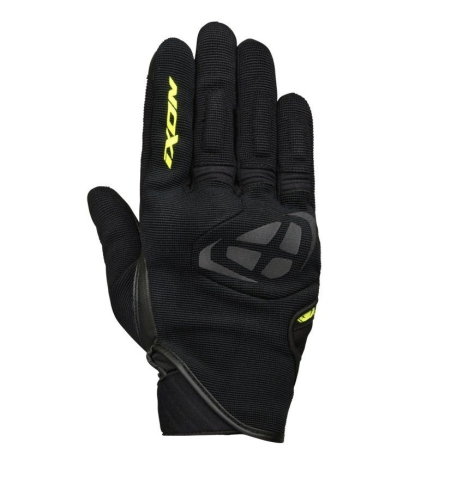 MOTO BĂRBAȚI - Mănuși moto Ixon MIG MS, bărbați, textil/piele, roadster, vară - negru/galben; degete tactile