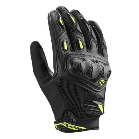 MOTO BĂRBAȚI - Mănuși moto Ixon Rise Air 2 MS, bărbați, piele/textil, roadster, vară - negru/galben; degete tactile