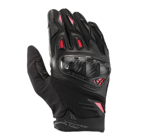 MOTO BĂRBAȚI - Mănuși moto Ixon Rise Air 2 MS, bărbați, piele/textil, roadster, vară - negru/roșu; degete tactile