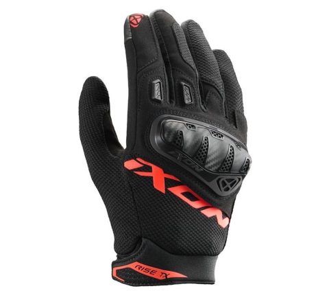 MOTO BĂRBAȚI - Mănuși moto Ixon Rise TX MS, bărbați, textil, roadster, vară - negru/roșu; degete tactile