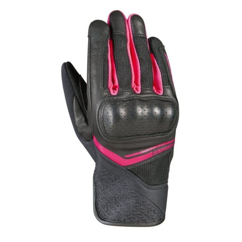 MOTO BĂRBAȚI - Mănuși moto Ixon RS Launch LS, femei, piele/textil, roadster, vară - negru/fuchsia (roz); degete tactile