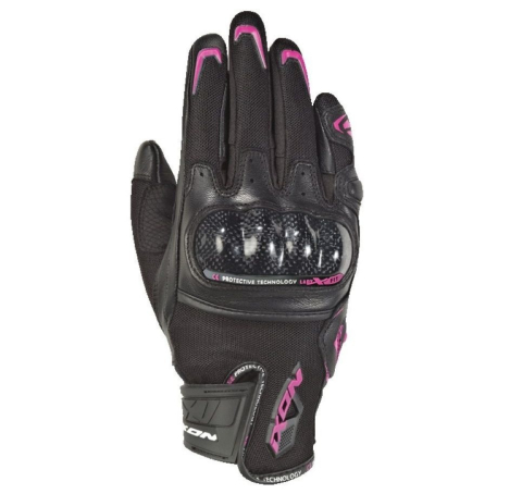 MOTO BĂRBAȚI - Mănuși moto Ixon RS Rise Air LS, femei, piele/textil, roadster, vară - negru/fucshsia (roz); degete tactile