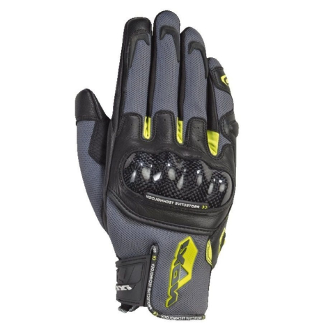 MOTO BĂRBAȚI - Mănuși moto Ixon RS Rise Air MS, bărbați, piele/textil, roadster, vară - gri/negru/galben; degete tactile