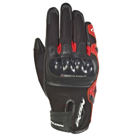 MOTO BĂRBAȚI - Mănuși moto Ixon RS Rise Air MS, bărbați, piele/textil, roadster, vară - negru/roșu; degete tactile