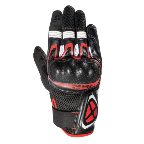 MOTO BĂRBAȚI - Mănuși moto Ixon RS2 MS, bărbați, textil/piele, roadster, vară - negru/alb/roșu; degete tactile