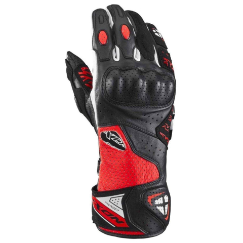 MOTO BĂRBAȚI - Mănuși moto Ixon Thunder Air MS, bărbați, piele, racing, vară - negru/roșu/alb; degete tactile
