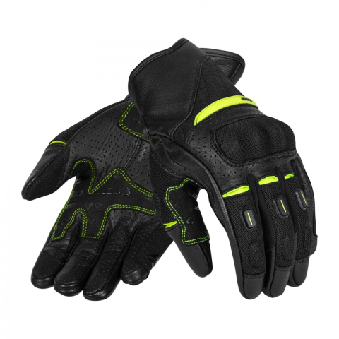 ECHIPAMENTE - Mănuși moto piele și textil SECA AXIS MESH II galben fluo
