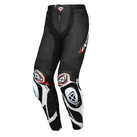 PANTALONI - Pantaloni moto Ixon Vortex 3 MS, bărbați, piele, racing, vară - negru/alb