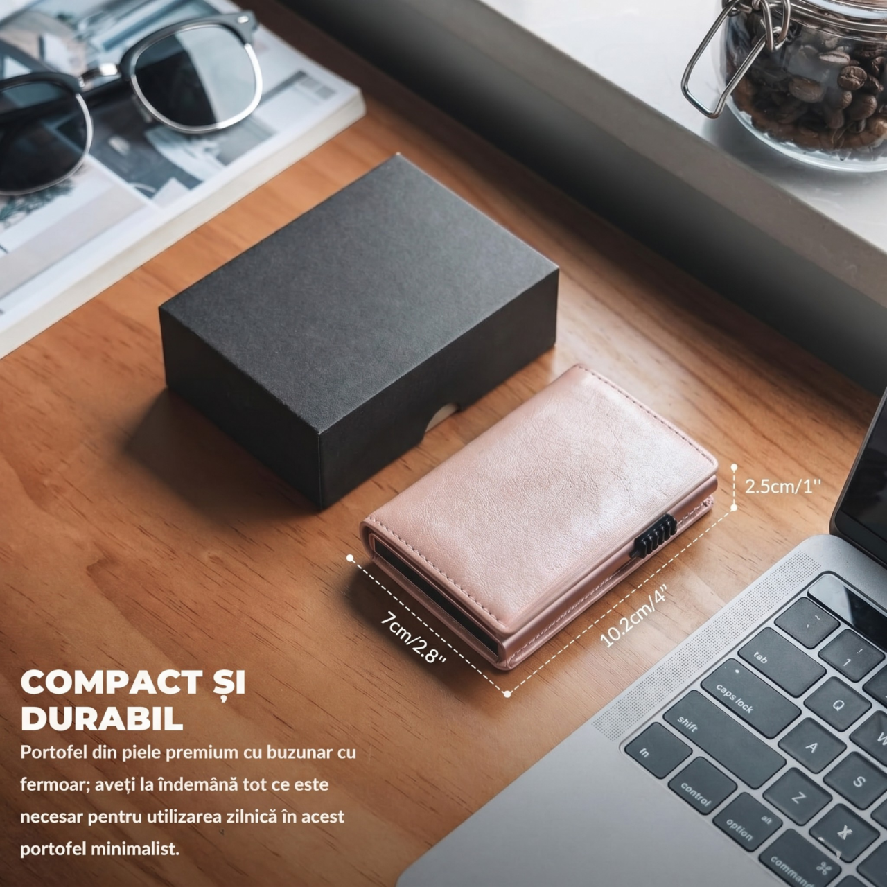 Portofel Smart Kaylia din piele microfibră roz cu protecție RFID și suport carduri pop-up [6]