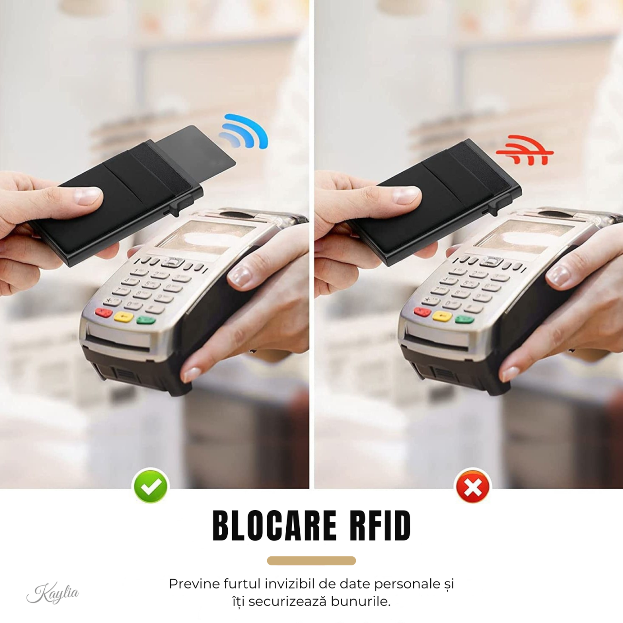 Portofel Smart Kaylia din aluminiu cu protecție RFID și acces rapid pop-up [6]