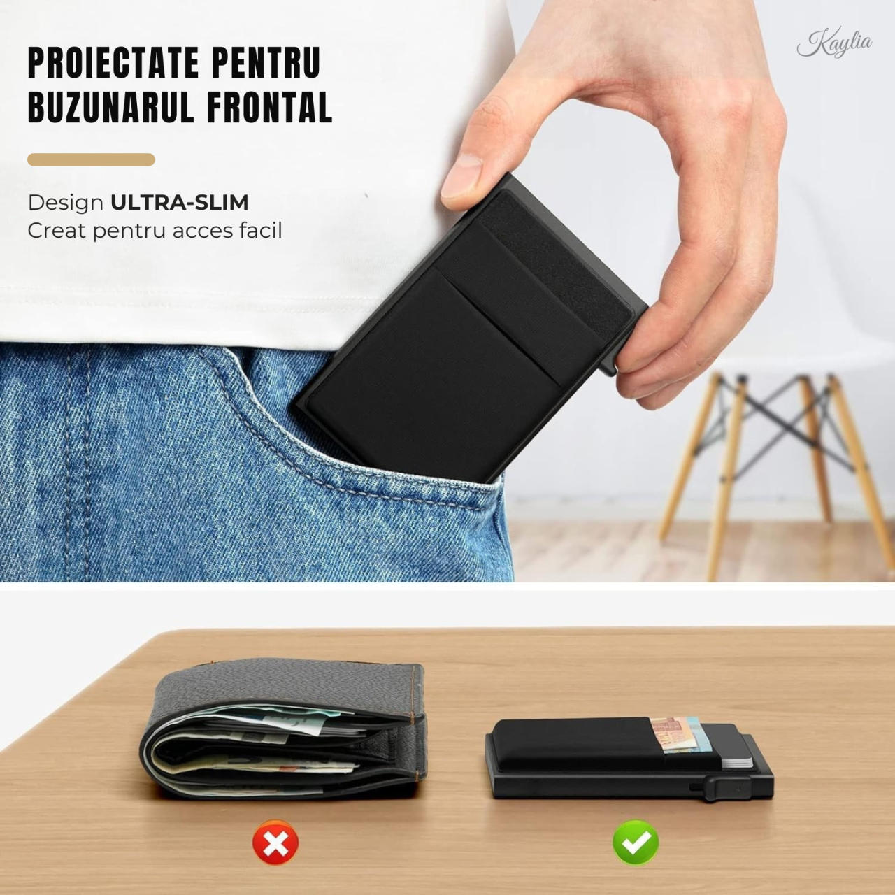 Portofel Smart Kaylia din aluminiu cu protecție RFID și acces rapid pop-up [3]