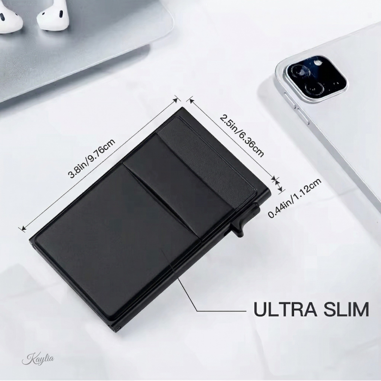 Portofel Smart Kaylia din aluminiu cu protecție RFID și acces rapid pop-up [7]