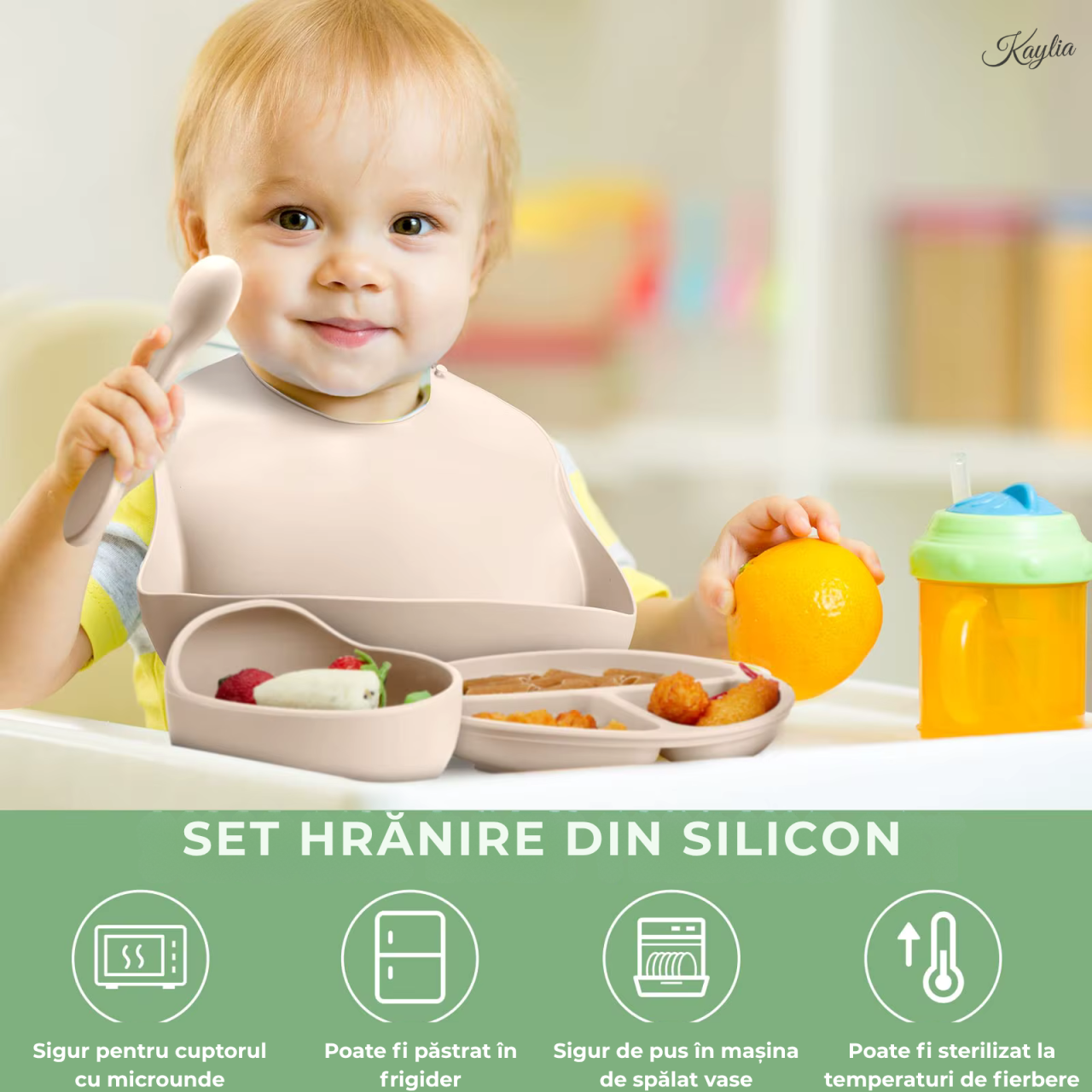 set-hranire-bebelusi-din-silicon-6-piese-kaylia-farfurie-compartimentata-si-bol-cu-ventuze-lingurita-si-furculita-cana-baveta-ideal-pentru-diversificare-roz-albastru [9]