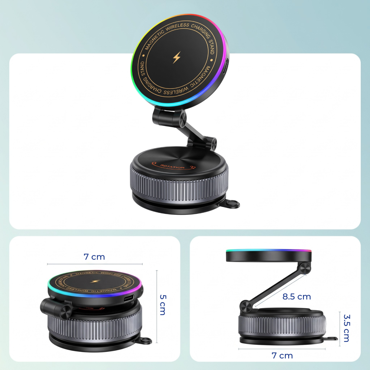 Suport auto telefon Kaylia K37S cu incarcare wireless 15W si prindere vidare nano gel [8]