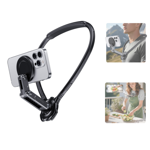 Accesorii telefon - suport-magnetic-de-gat-pentru-filmari-pov-si-vlog-magnet-puternic-fixare-sigura-brat-flexibil-compatibil-cu-orice-tip-de-telefon-ideal-pentru-calatorii-si-sport-design-ergonomic-si-flexibil-negru-kaylia