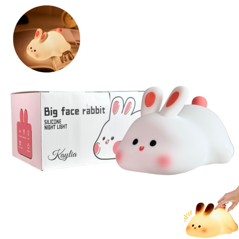 Lampi de veghe - lampa-veghe-copii-kaylia-iepure-silicon-moale-led-tactila-reincarcabila