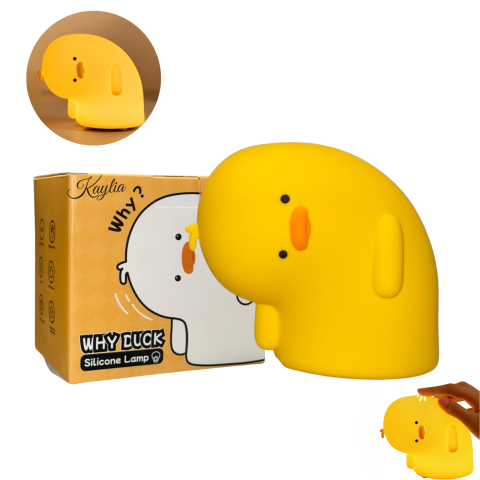 Lampi de veghe - lampa-de-veghe-squishy-kaylia-why-duck-3-moduri-de-iluminare-autonomie-6-ore-silicon-moale-control-intensitate-prin-atingere-reincarcabila-galben