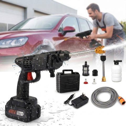 Produse - Pistol de spalat cu presiune portabil fara fir 50 bari cu acumulator si auto-amorsare