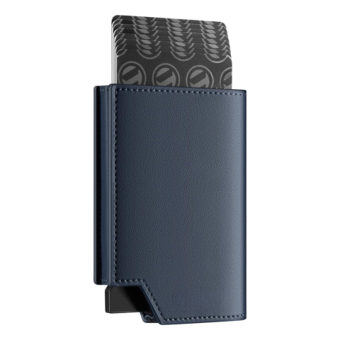 Portofele - Portofel Smart Slim Kaylia din piele microfibră albastra cu protecție RFID și suport carduri pop-up