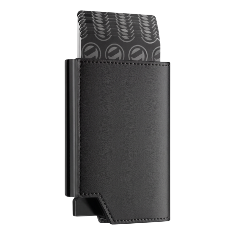 Portofele - Portofel Smart Slim Kaylia din piele microfibră neagra cu protecție RFID și suport carduri pop-up