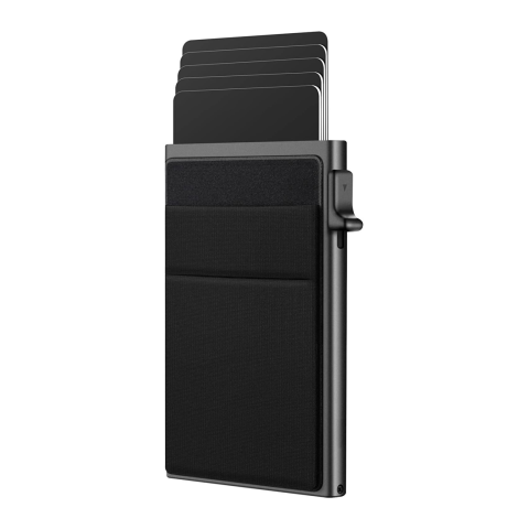 Produse - Portofel Smart Kaylia din aluminiu cu protecție RFID și acces rapid pop-up
