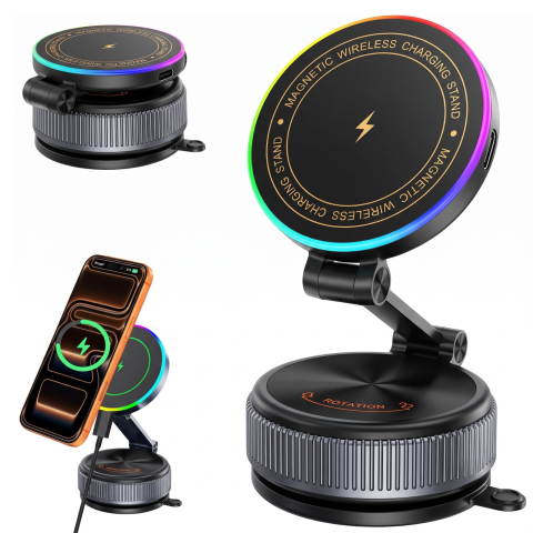 Accesorii masina - Suport auto telefon Kaylia K37S cu incarcare wireless 15W si prindere vidare nano gel