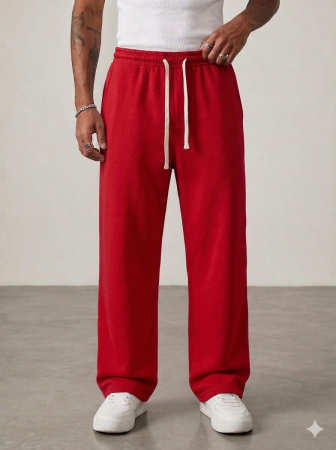 FEMEI - Pantalon lung cu snur - rosu