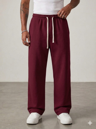 FEMEI - Pantalon lung cu snur -  visiniu