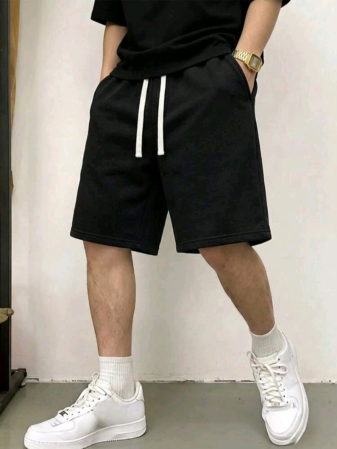 Pantaloni Scurti - Pantalon scurt cu snur -  negru