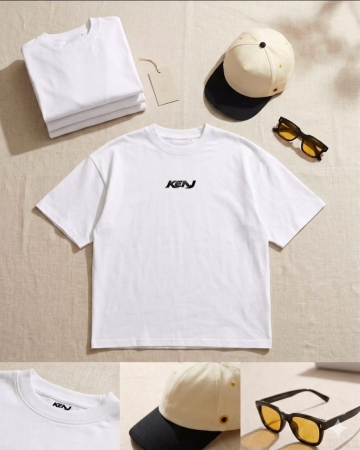 Tricouri - Tricou alb oversize KENJ