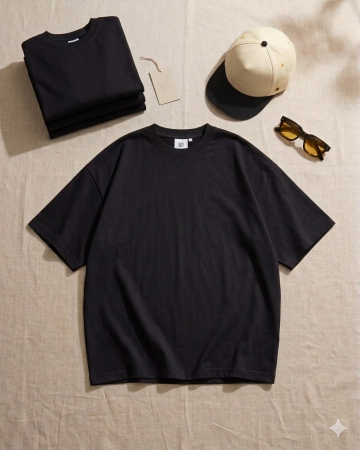 Tricouri - Tricou negru oversize unisex