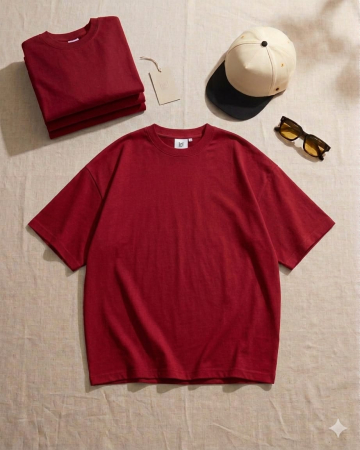 Tricouri - Tricou rosu oversize unisex