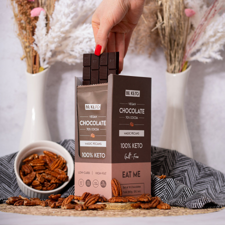 Ciocolata, Creme si Dulceturi - Vegan Keto Chocolate + MCT Ulei - Alune Caramelizate