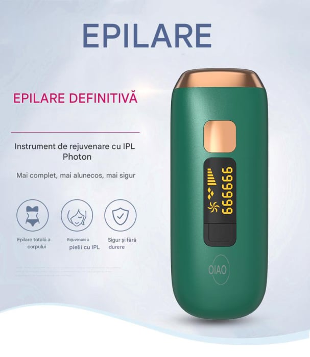 Epilator IPL OIAO E69-HR004, Pentru Epilare Definitiva Fara Durere, Tehnologie IPL, 5 Trepte De Intensitate, Senzor Piele SmartSkin, Mod Automat, Cu Afisaj, 990.000 de Pulsati [5]
