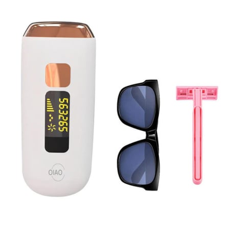 EPILATOARE - Epilator IPL OIAO E69-HR004, Pentru Epilare Definitiva Fara Durere, Tehnologie IPL, 5 Trepte De Intensitate, Senzor Piele SmartSkin, Mod Automat, Cu Afisaj, 990.000 de Pulsati